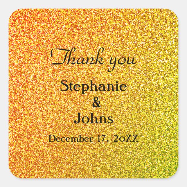 Glittery Gold Wedding Favour Label Cool Thank You (Front)