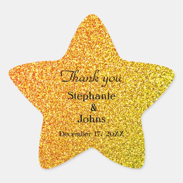 Glittery Gold Wedding Favour Label Cool Thank You (Front)