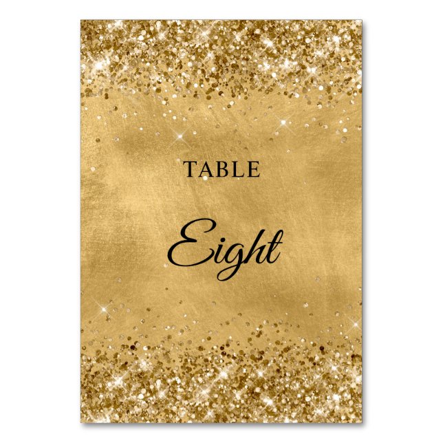Glittery Gold Wedding Table Number (Front)