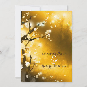 Glittery Golden Forest Autumn Wedding Invitation