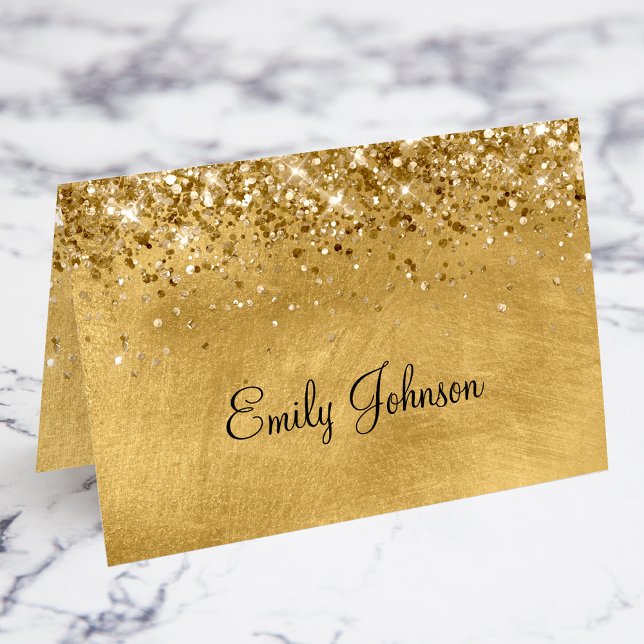 Glittery Golden Individual Name Place Cards (Fold Your Own Individual Place Cards - Product requires some craft work.)