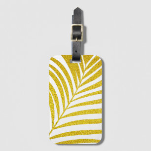 Glittery Golden Palm Tree Leaf Tropical Gift Favou Luggage Tag