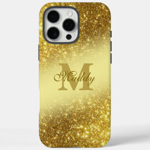 glittery golden personalised iPhone 16 pro max case