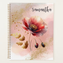 GLITTERY GOLDEN POPPY PERSONALIZED PLANNER 