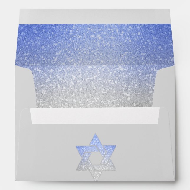 Glittery Gradient Blue Invitation Envelope (Back (Bottom))