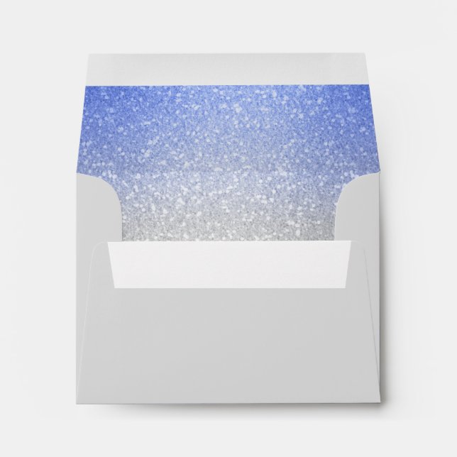 Glittery Gradient Blue RSVP Envelope (Back (Bottom))