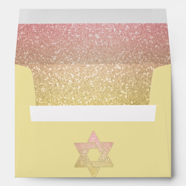 Glittery Gradient Coral Invitation Envelope (Back (Bottom))