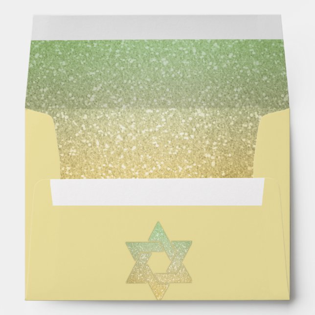 Glittery Gradient Mint Invitation Envelope (Back (Bottom))
