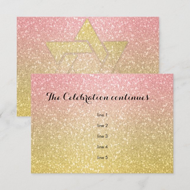 Glittery Gradient Party Card Coral (Front/Back)