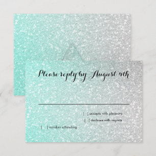 Glittery Gradient RSVP Aqua Card