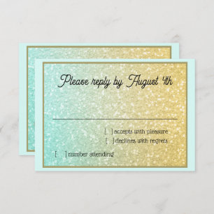 Glittery Gradient RSVP Aqua Gold