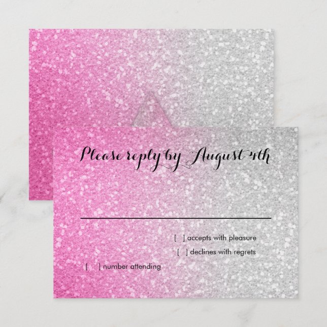Glittery Gradient RSVP Hot Pink Card (Front/Back)