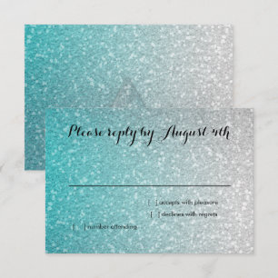 Glittery Gradient RSVP Turquoise Card