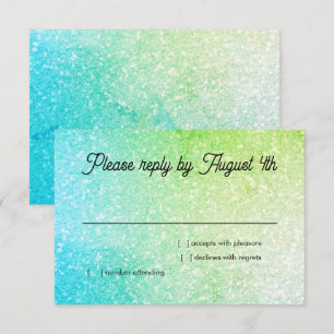 Glittery Gradient RSVP Tutquoise Lime Card