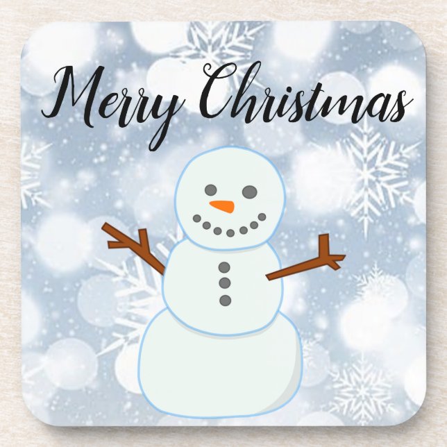  Glittery Gray Background With Snowflakes and Snow Coaster (Front)