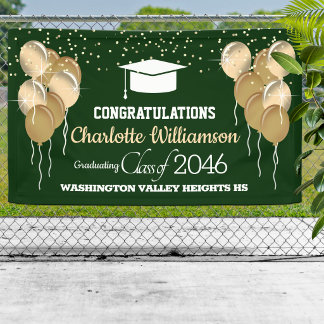 Glittery Green and Gold Congratulations Graduate Banner