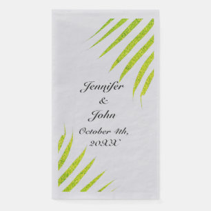 Glittery Green Gold Tropical Palm Weddings Silver Napkin