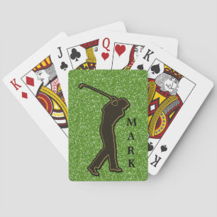 Glittery Green Golf Swing Playing Cards