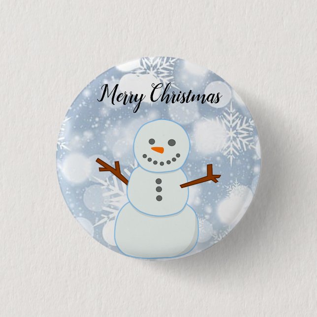  Glittery Grey Background With Snowflakes and Snow 3 Cm Round Badge (Front)