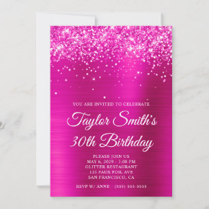 Glittery Hot Pink 30th Birthday Invitation