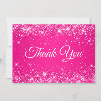 Glittery Hot Pink 40th Birthday Thank You Card