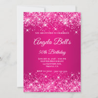 Glittery Hot Pink Raspberry Monogram 50th Birthday
