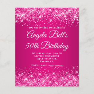 Glittery Hot Pink Raspberry Ombre Fancy Monogram Flyer