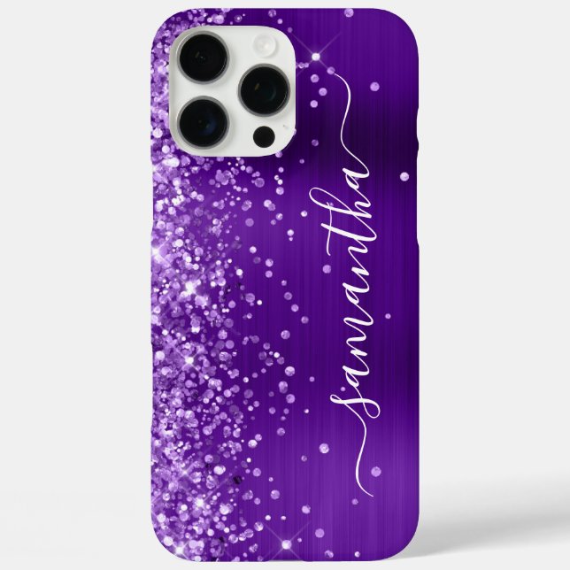 Glittery Indigo Purple Glam Girly Signature Case-Mate iPhone Case (Back)