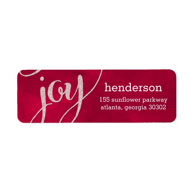 Glittery Joy Holiday Return Address Labels (Front)