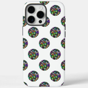 Glittery Kaleidoscope Polka Dots on White iPhone 16 Pro Max Case