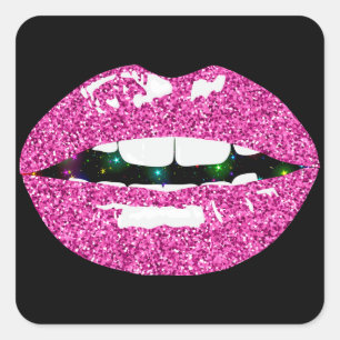 GLITTERY KISS SQUARE STICKER