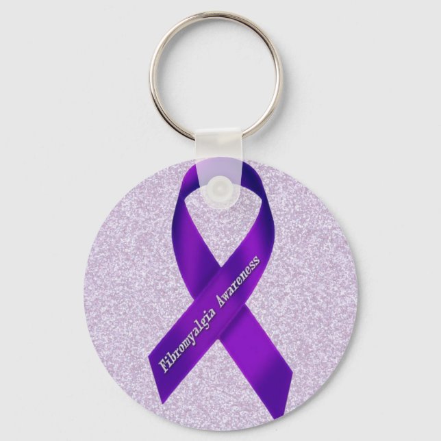 Glittery Lavender FMS Awareness Key Ring (Front)