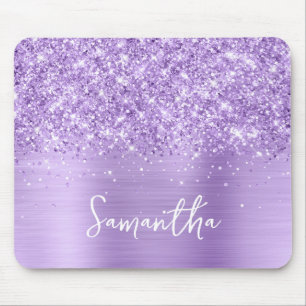 Glittery Lavender Glam Name Mouse Mat