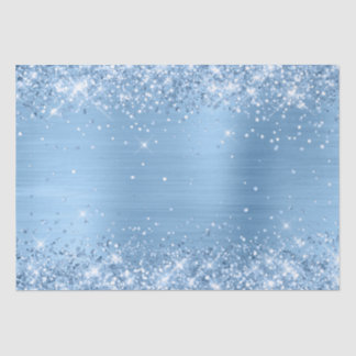 Glittery Light Baby Blue Ombre Foil Tissue Paper