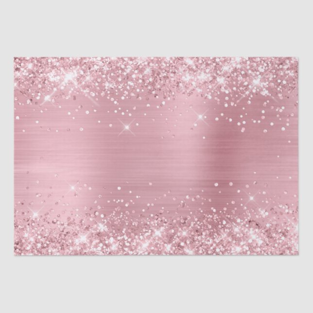Glittery Light Baby Pink Ombre Foil Tissue Paper (Front)