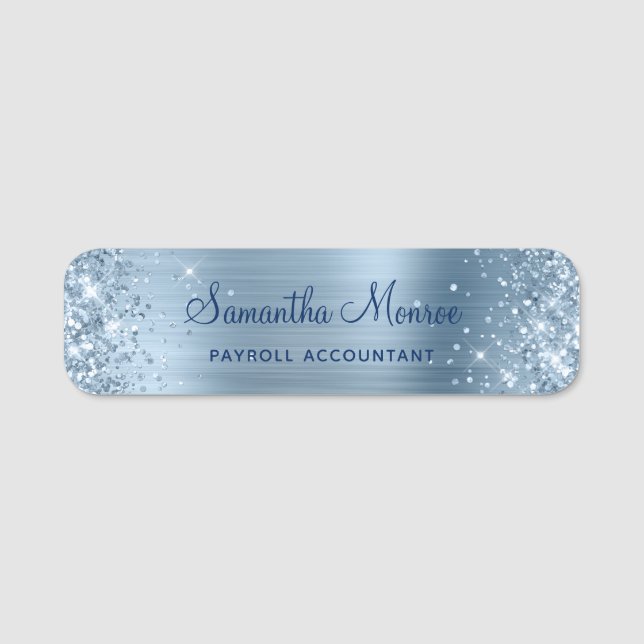 Glittery Light Blue Foil Name Tag (Front)