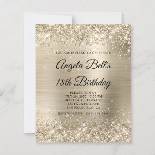 Glittery Light Gold Fancy Monogram 18th Birthday