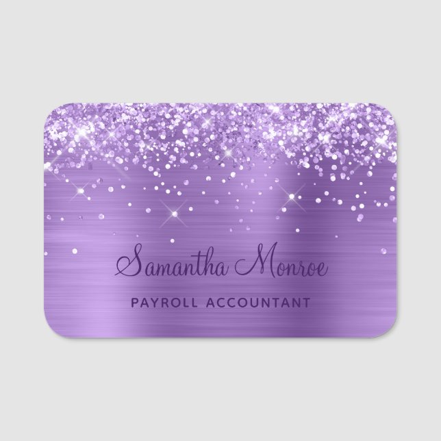 Glittery Light Purple Foil Name Tag (Front)