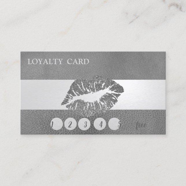 Glittery Lip Loyalty Card,Leather Look Card (Front)