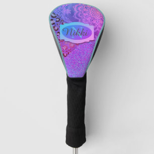 Glittery Lotus Leopard Monogram    Golf Head Cover