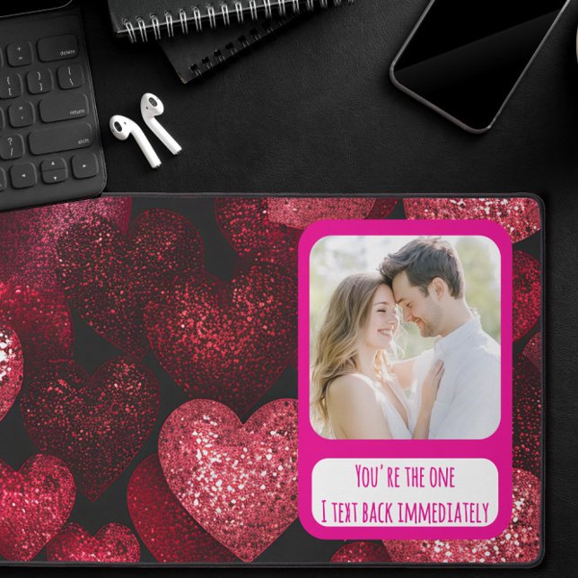 Glittery Love I Text Back Immediately Desk Mat (Creator Uploaded)