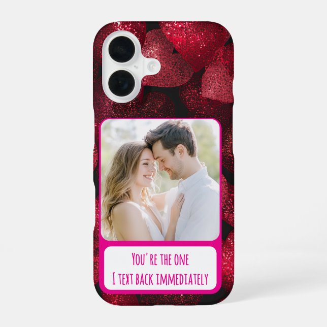 Glittery Love I Text Back Immediately iPhone 16 Case (Back)