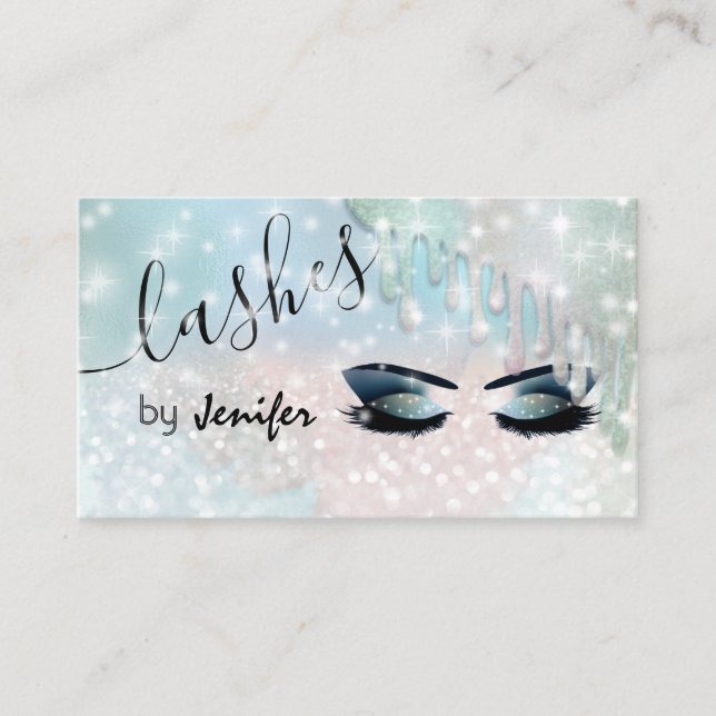 Glittery luxury makeup eyes calligraphy business card (Front)