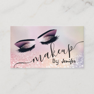 Glittery luxury makeup eyes calligraphy business card