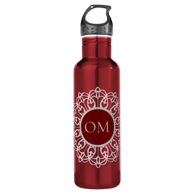 Glittery Mandala OM on Velvet Red 710 Ml Water Bottle (Front)