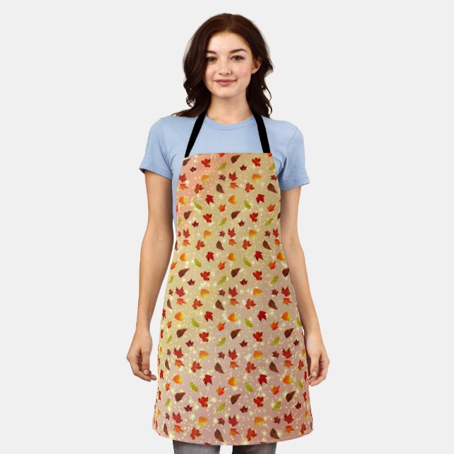 Glittery Maple Leaves Apron (Worn)