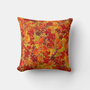 Glittery Maple Leaves in the Fall/Autumn Cushion