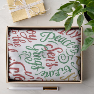 Glittery Merry Christmas and Joy Typography Tissue Paper