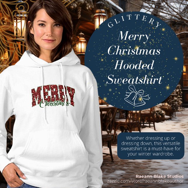 Glittery Merry Christmas Hooded Sweatshirt (Creator Uploaded)