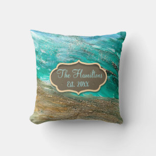 Glittery Modern Abstract Personalised Family Name Cushion